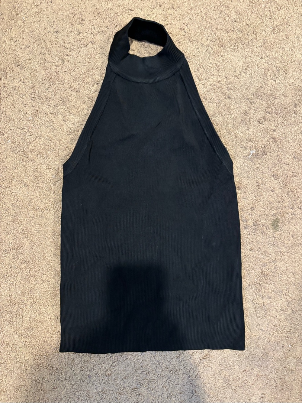 Zara Black Ribbed Halter Tank Top